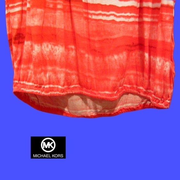MICHAEL Michael Kors NEW CORAL REEF Dopamine Tie Dye Stripe Peasant Blouse PS - Picture 6 of 11